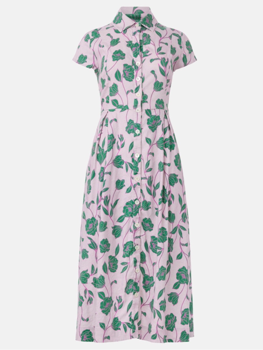 Favorite Daughter Sunday Best Dress Lilac Button Shirt Midi Green Floral Print
